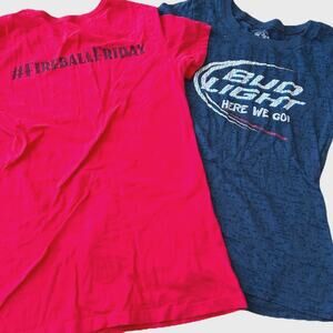 Y2K Fireball Whiskey & Bud Light Women’s T-shirt M Bartender Fireball Friday VTG